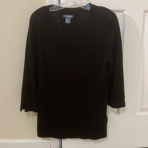 Black v neck cashmere sweater 3/4 sleeves